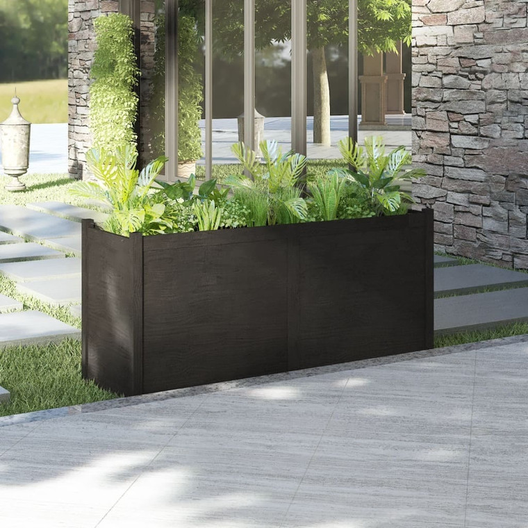 Garden Planter Black 59.1"x19.7"x27.6" Solid Wood Pine A949-810758