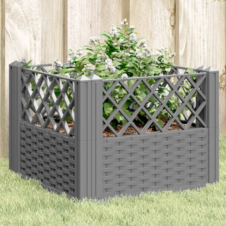 Garden Planter with Pegs Light Gray 17.1"x17.1"x17.1" PP A949-368008