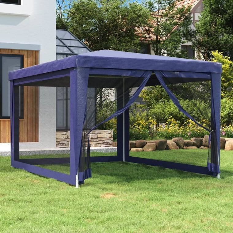 Party Tent with 4 Mesh Sidewalls Blue 9.8'x13.1'HDPE A949-319232