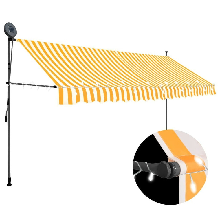 Manual Retractable Awning with LED 157.5" White and Orange A949-145861