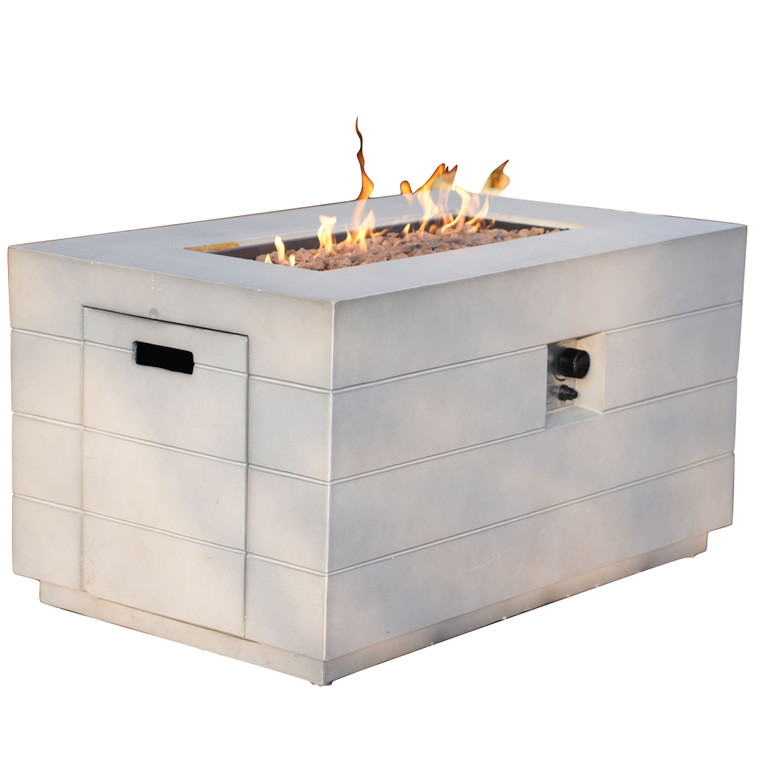 28" Gray Aluminum Natural gas Rectangular Fire pit table With Cover N270-535175