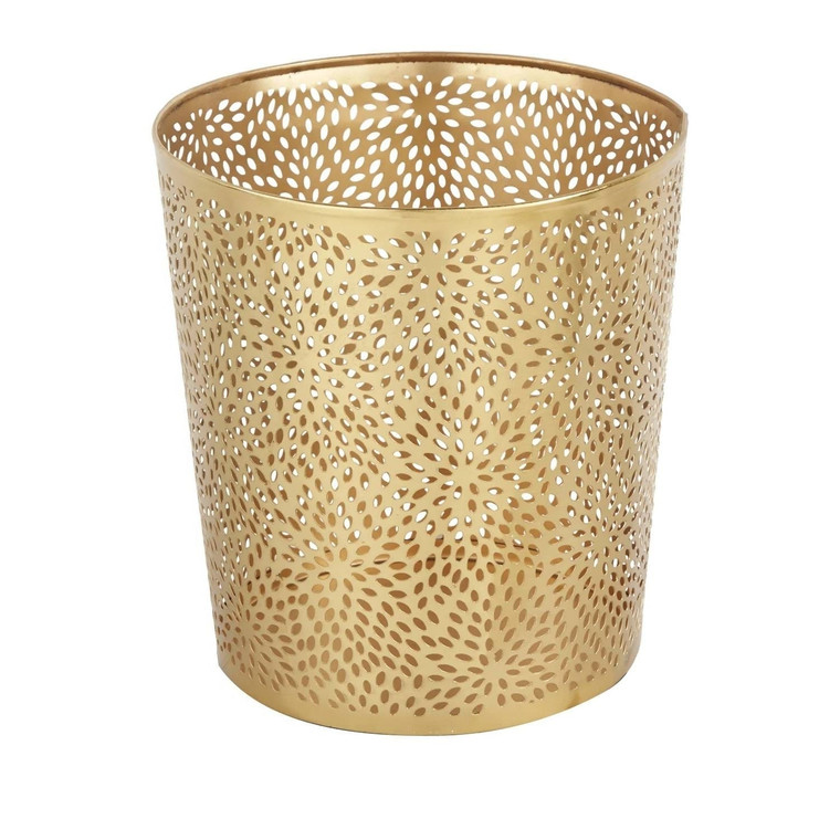 1.3 Gallon Round Perforated Copper Gold Metal Waste Basket Trash Can Q280-MPDRMTC230581