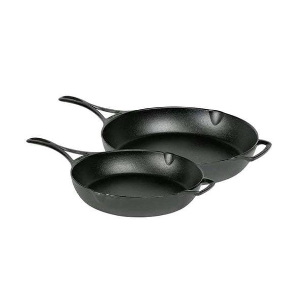 Black 2 Piece Lightweight Cast Iron Skillet Set -  Made in USA Q280-BLSKIRO43564