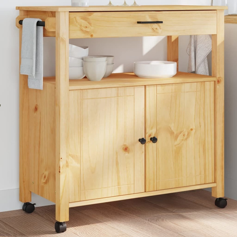 Kitchen Trolley MONZA 33.1"x15.7"x34.8" Solid Wood Pine A949-376106