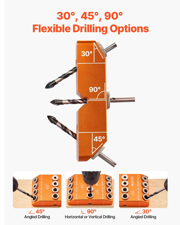 Drill Guide, 30/ 45/ 90 Degree Angle 4 Sizes Portable Precision Drilling Guide Jig, for Drilling An E415-ZJJDJDZKDXQJZMC5X001V0