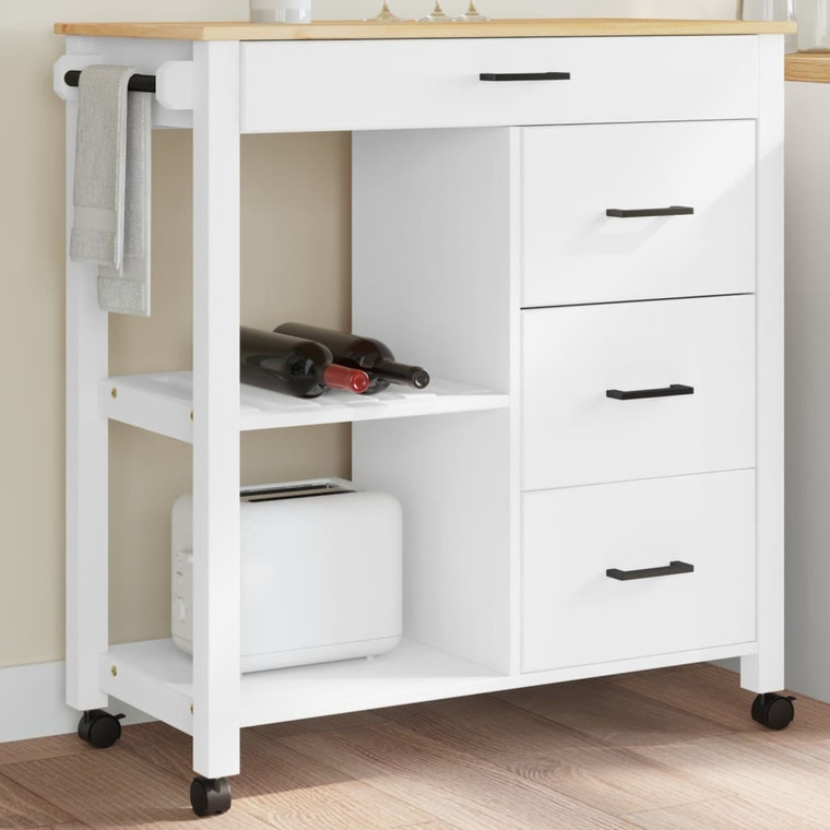 Kitchen Trolley MONZA 33.1"x15.7"x34.8" Solid Wood Pine A949-376117