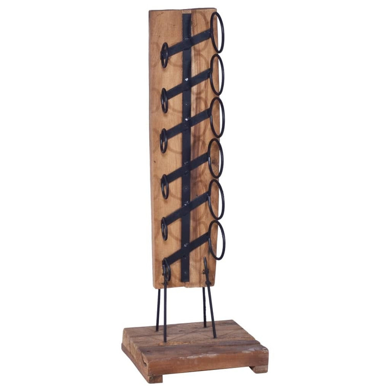 Wine Rack for 6 Bottles 13.8"x13.8"x39.4" Solid Teak Wood A949-288809