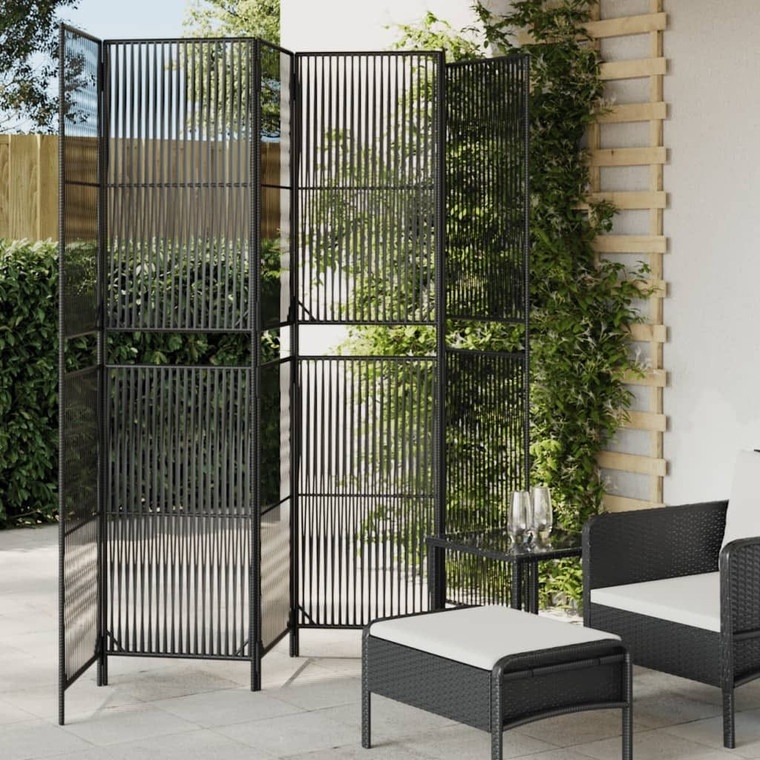  Room Divider 6 Panels Black Poly Rattan A949-365400