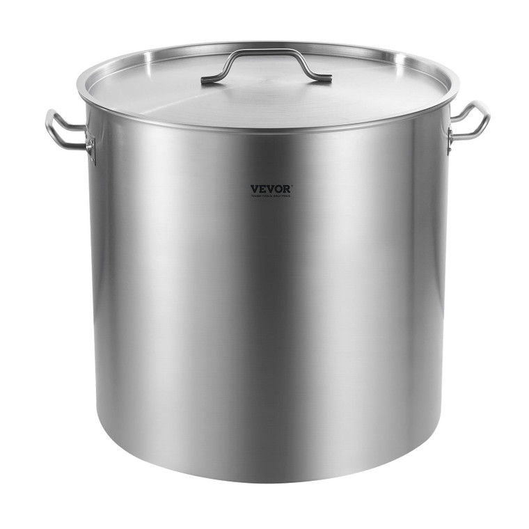Stainless Steel Stockpot, 100 Quart Large Cooking Pots, Cookware Sauce Pot with Basket, Lid, and Ha E415-SYJHTG100QTLKZINFV0