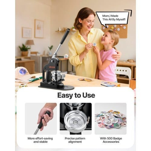 Button Maker Machine, 2.25 in, Pin Maker Machine with 500pcs Button Parts, Circle Cutter, Hex Wrenc E415-BJSKXZJ58MMSUVL9F001V0