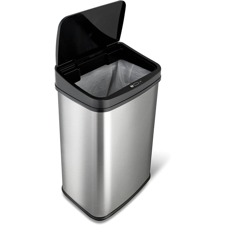Silver/Black 13-Gallon Stainless Steel Kitchen Trash Can with Motion Sensor Lid Q280-SBTC52179361