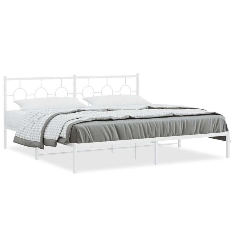  Metal Bed Frame without Mattress with Headboard White 76"x79.9 A949-376281