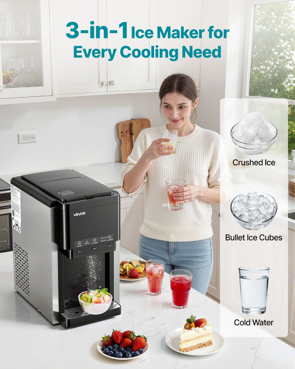Water Dispenser with Ice Maker, 3-in-1 Countertop Water Dispenser, 35 LBS/24H, 12 Cubes/7 Min Fast  E415-DGNZBJTMSLSZ2NNVG001V1