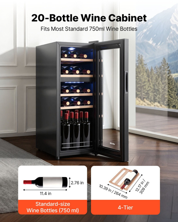 20 Bottle Wine Fridge, Freestanding Wine Cooler Refrigerator, Dual Zone Cooler, 41?„‰ to 65?„‰ Adju E415-SQDLSJJDZSSQPG9G5001V1
