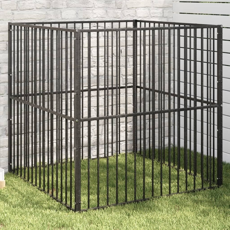 Dog Playpen Black Galvanized Steel 39.4 in x 39.4 in x 39.4 in A949-172209