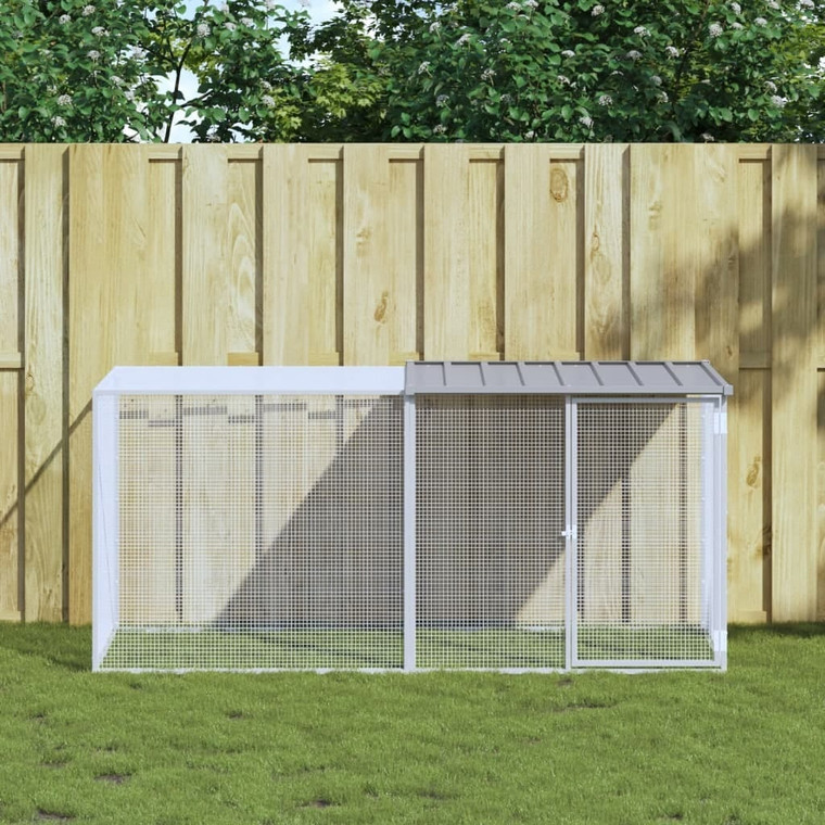 Chicken Cage with Roof Light Gray 79.9"x38.6"x35.4" Galvanized Steel A949-3189044