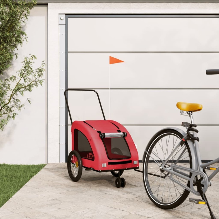 Pet Bike Trailer Red Oxford Fabric and Iron A949-93985
