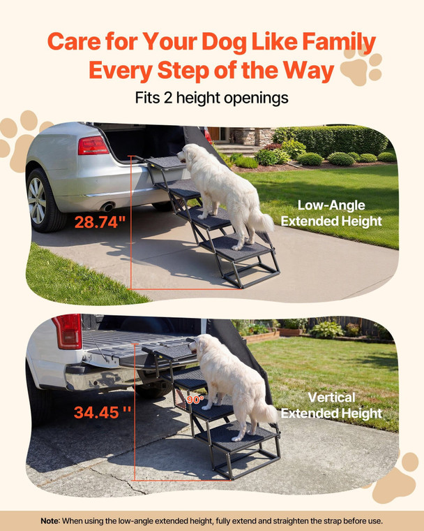 Dog Stairs for Car, 4 Steps Extra Wide Foldable Dog Ramp for Large Dogs with Non-Slip Rug Surface,  E415-KZDGLTEKAQXZYD55L001V0