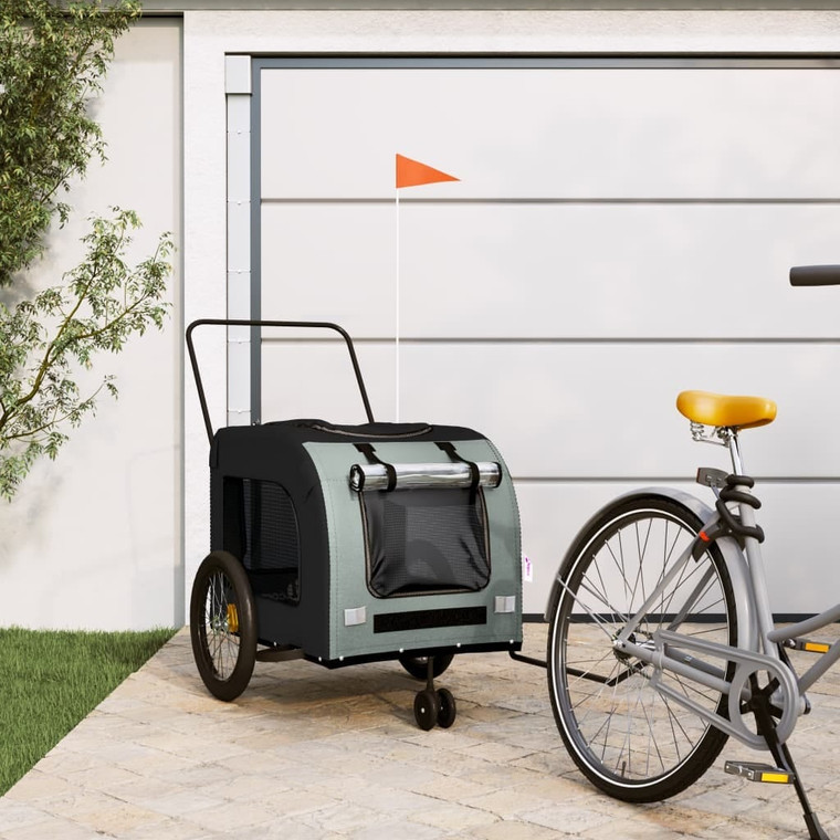 Pet Bike Trailer Black and Gray Oxford Fabric and Iron A949-93860
