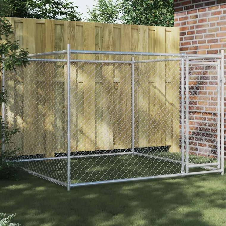 Dog Cage with Door Gray 6.6'x6.6'x4.9'Galvanized Steel A949-172562