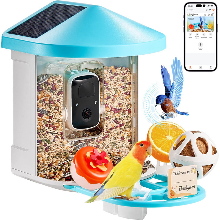 Smart Bird Feeder with Camera, 2K HD AI Identify 10000+ Bird Species, Solar-Powered Bird Watching C E415-DSXTDWNQWDCMFIOKWY3