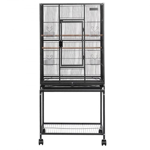 Bird Cage, 24.6 x 16.7 x 53.9 inch, Flat Top, Wrought Iron Bird Flight Cage with Perches, Slide-Out E415-YTSNL24517INZP36Y001V0
