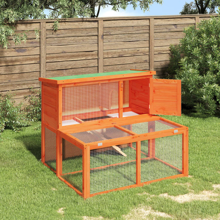 Rabbit Hutch Brown 40.2"x35.4"x33.3" Solid Wood Pine A949-172283