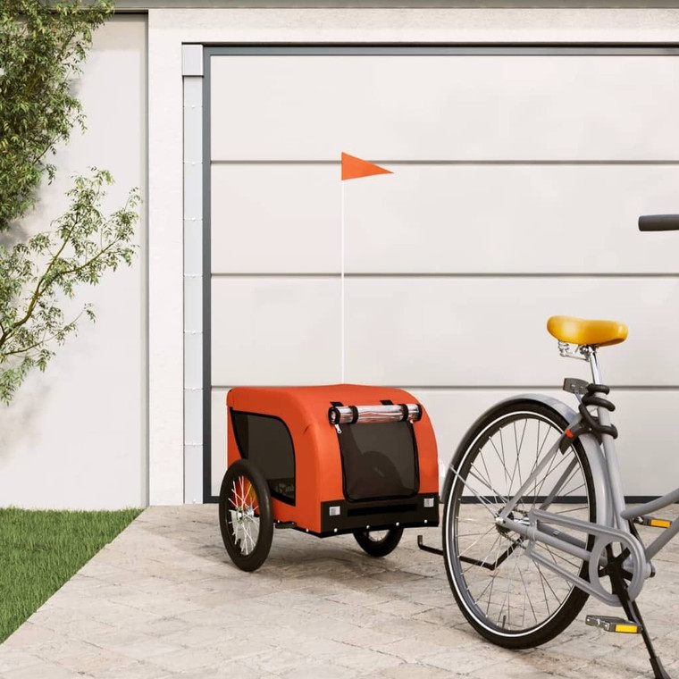 Pet Bike Trailer Orange and Black Oxford Fabric and Iron A949-93998