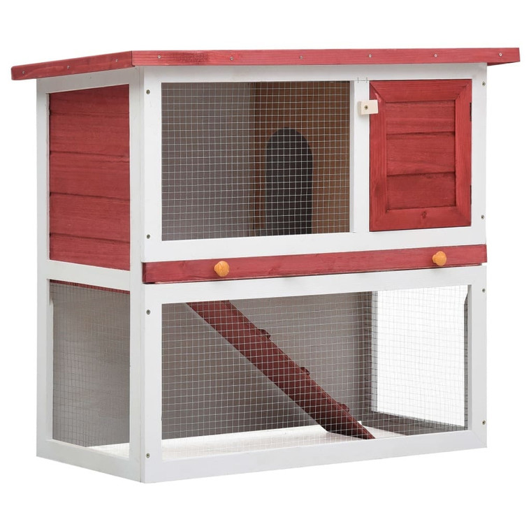 Outdoor Rabbit Hutch 1 Door Red Wood A949-170833