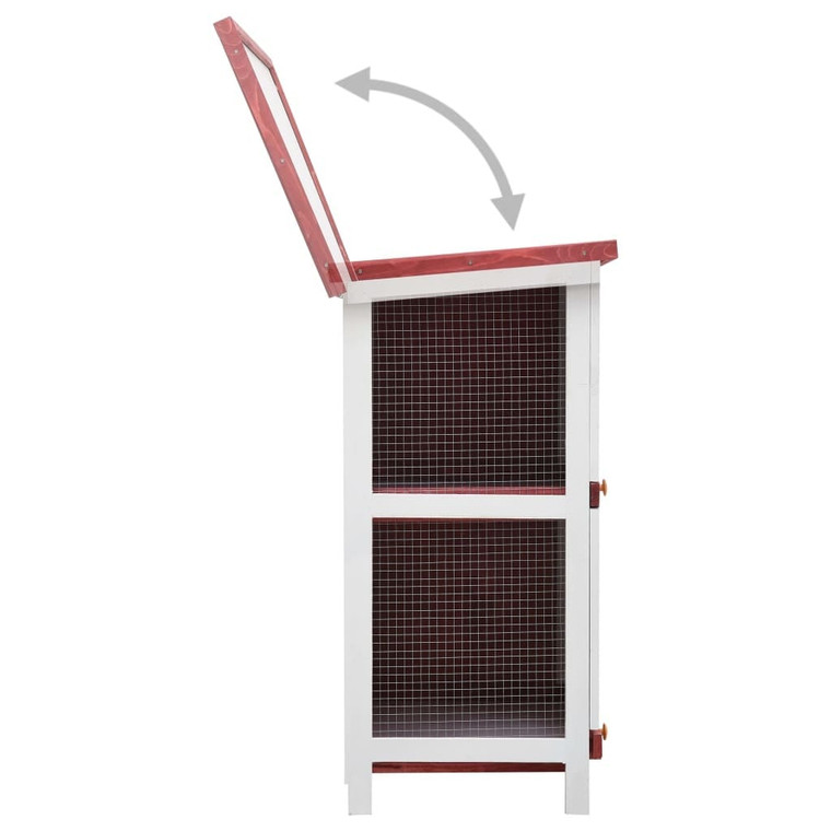 Outdoor Rabbit Hutch 4 Doors Red Wood A949-170836