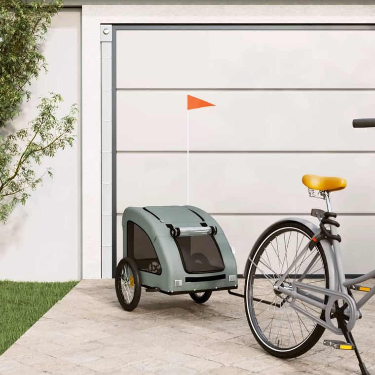 Pet Bike Trailer Gray Oxford Fabric and Iron A949-93965