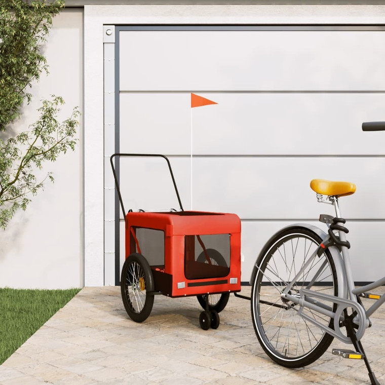 Pet Bike Trailer Orange and Black Oxford Fabric and Iron A949-93942