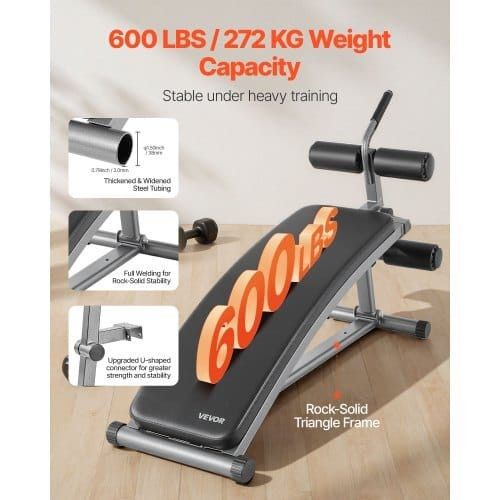 Sit Up Bench, Curved Decline Ab Bench with Reverse Crunch Handle, with 6 Adjustable Height Setting, E415-YWZBZK000000VTFUN001V0