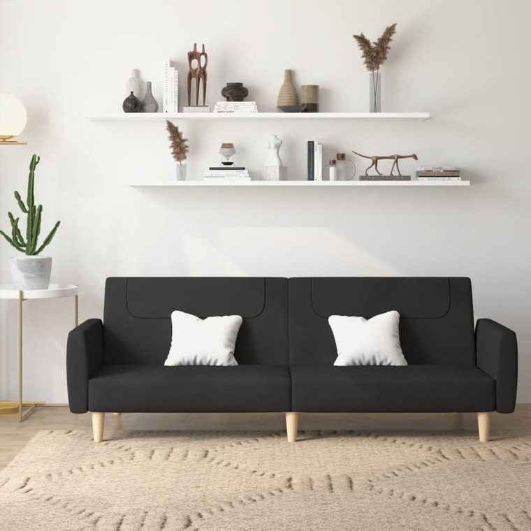  2-Seater Sofa Bed Black Fabric A949-375786