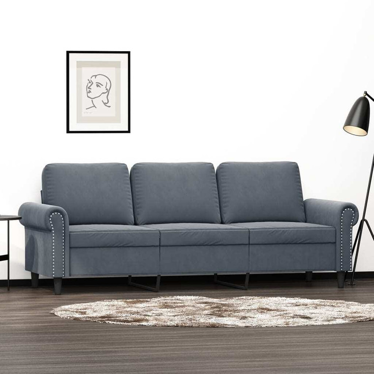  3-Seater Sofa Dark Gray 70.9" Velvet A949-359540