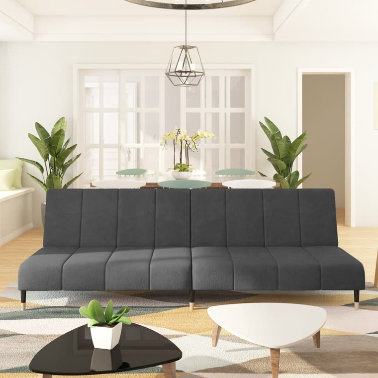  2-Seater Sofa Bed Dark Gray Velvet A949-375875