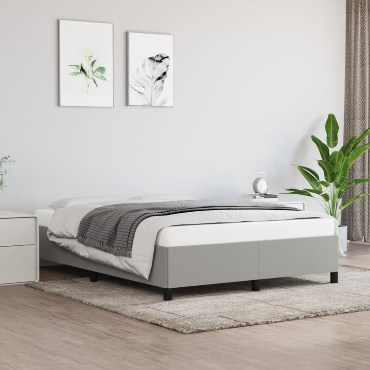  Bed Frame without Mattress Light Gray 53.9"x74.8" Full Fabric A949-347104