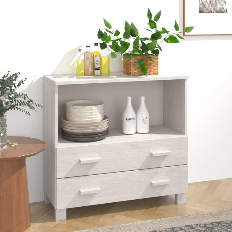  Sideboard HAMAR White 33.5"x13.8"x31.5" Solid Wood Pine A949-340497