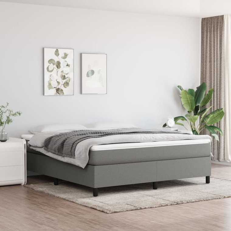  Box Spring Bed Frame Dark Gray King Fabric (US Only) A949-3120907