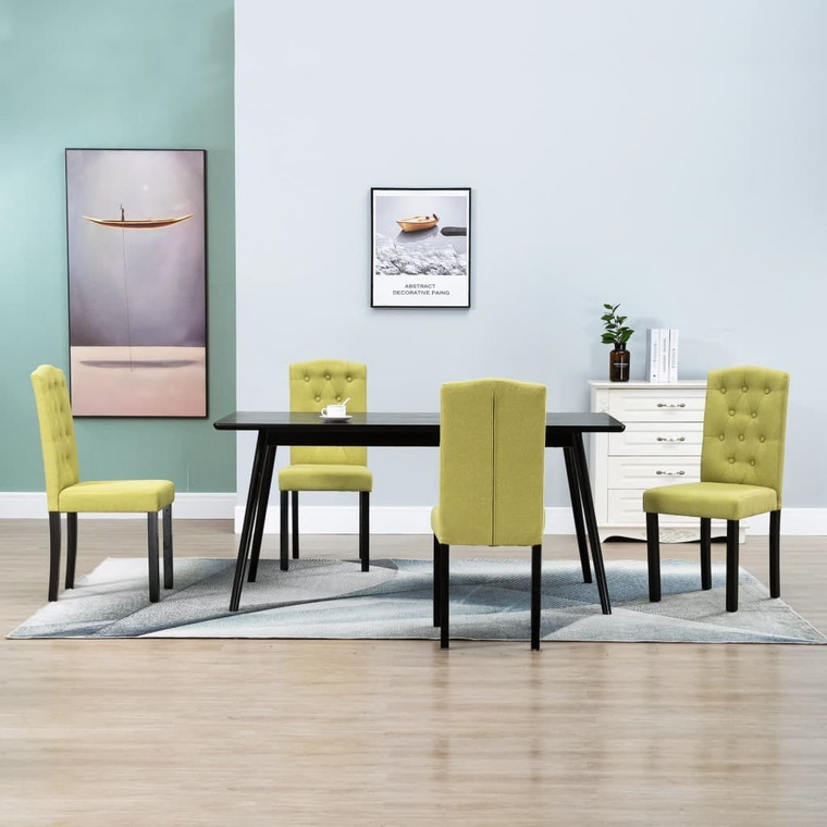  Dining Chairs 4 pcs Green Fabric A949-249252
