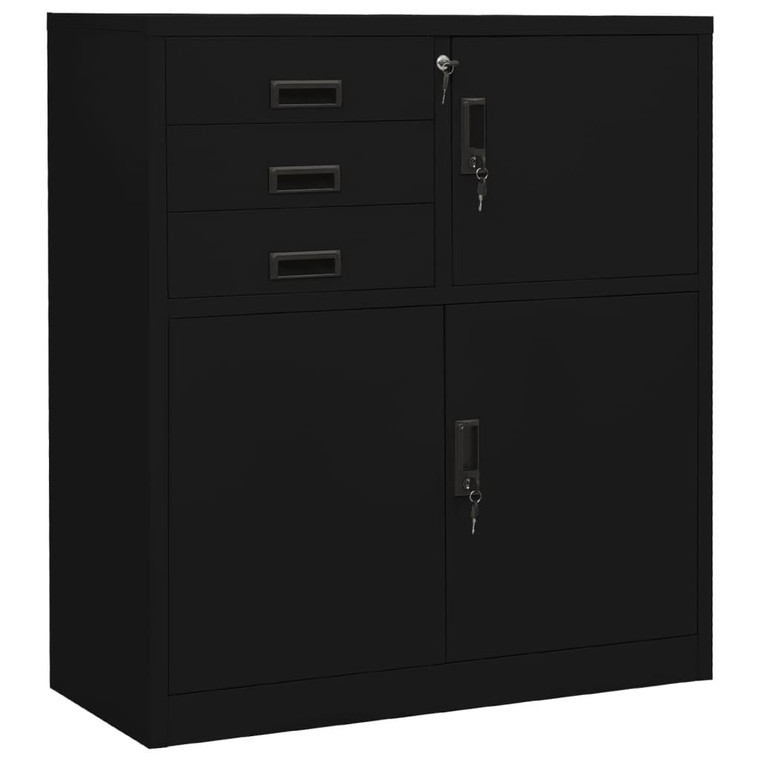  Office Cabinet Black 35.4"x15.7"x40.2" Steel A949-336407