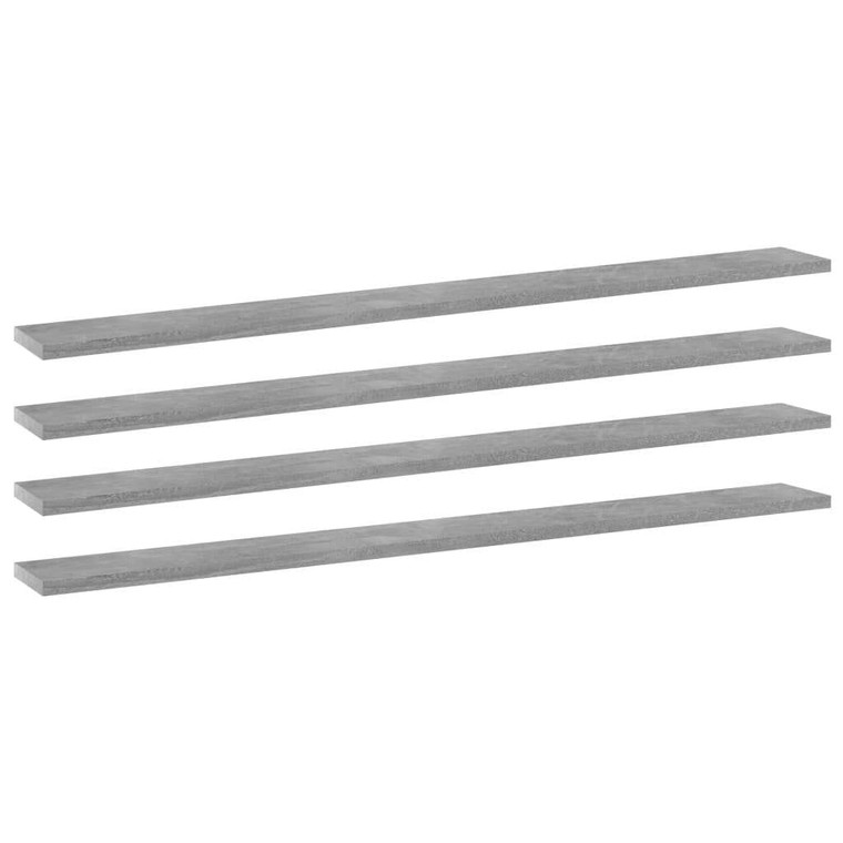  Bookshelf Boards 4 pcs Concrete Gray 39.4"x3.9"x0.6" Engineered Wood A949-805370