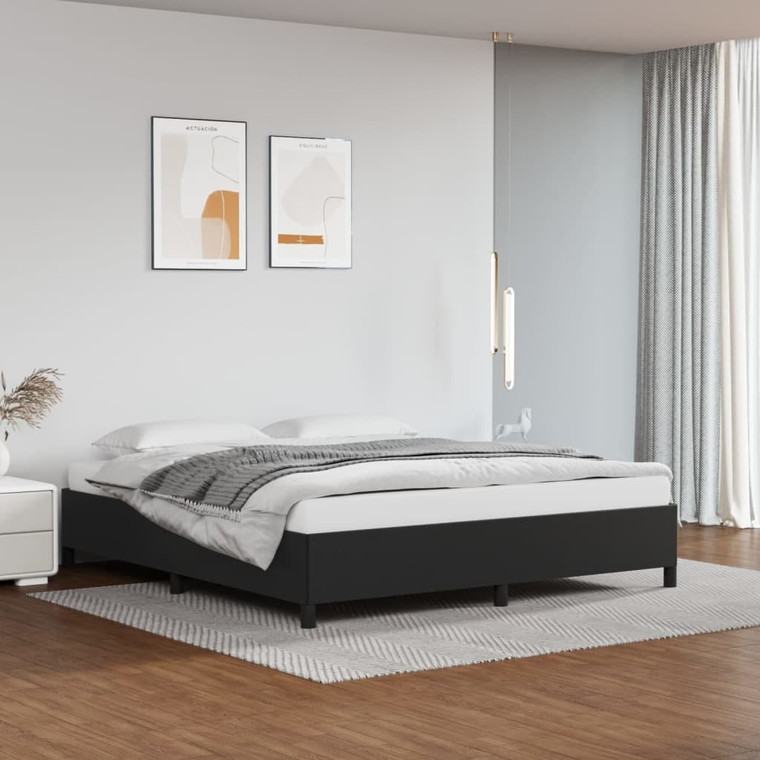  Bed Frame without Mattress Black 76"x79.9" King Faux Leather A949-347283