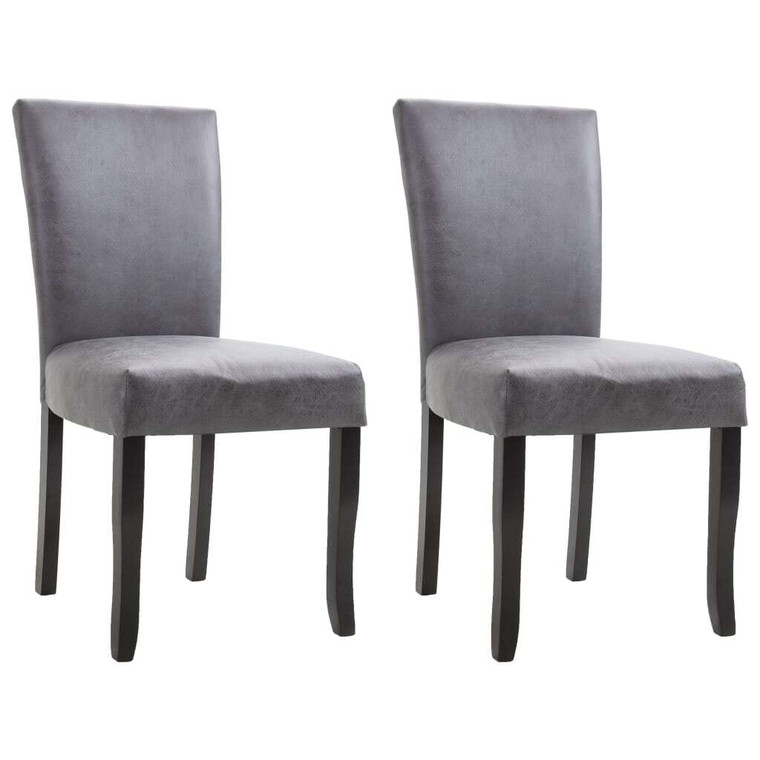  Dining Chairs 2 pcs Gray Faux Suede Leather A949-249292