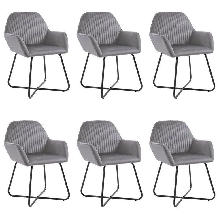  Dining Chairs 6 pcs Gray Velvet A949-277010