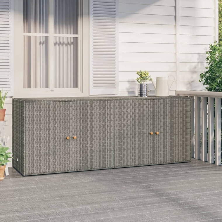  Garden Storage Cabinet Gray 78"x21.9"x31.5" Poly Rattan A949-319871