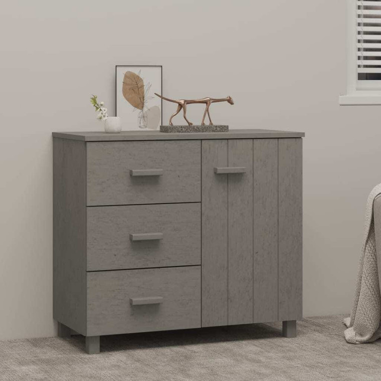  Sideboard HAMAR Light Gray 35.4"x15.7"x31.5" Solid Pinewood A949-340431
