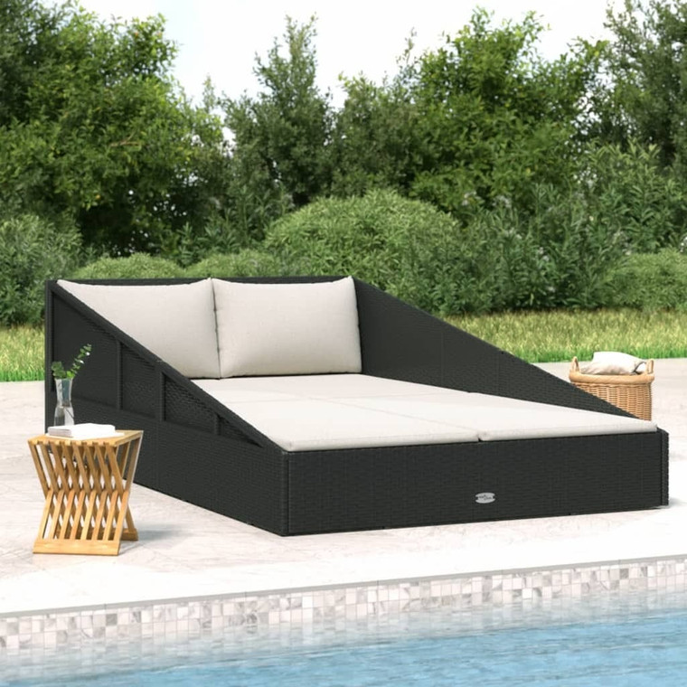 Garden Bed Black 43.3"x78.7" Poly Rattan A949-42667