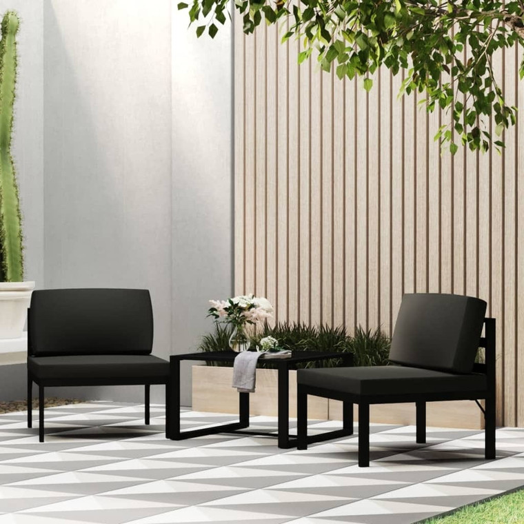  3 Piece Patio Sofa Set with Cushions Aluminum Anthracite A949-318307