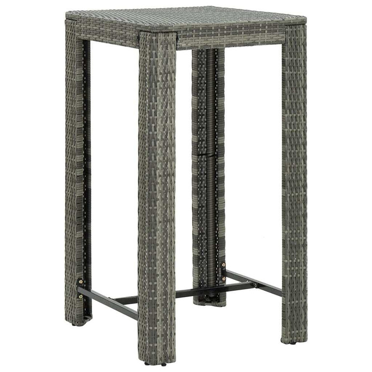  Patio Bar Table Gray 23.8"x23.8"x43.5" Poly Rattan A949-45872